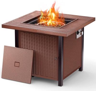 China 30 Inch Res Outdoor Propane Fire Pit 50,000 BTU Adjustable Flame Square Fire Table for sale