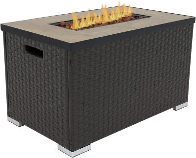 中国 ステンレス鋼 バーナーが付いている樹脂の柳細工のプロパンの屋外のガスFirepit 販売のため