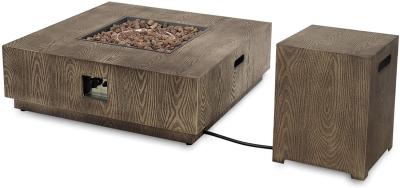 China 40'' Square Brazier With Tank Rack Outdoor Natural Gas Firepit Concrete for sale