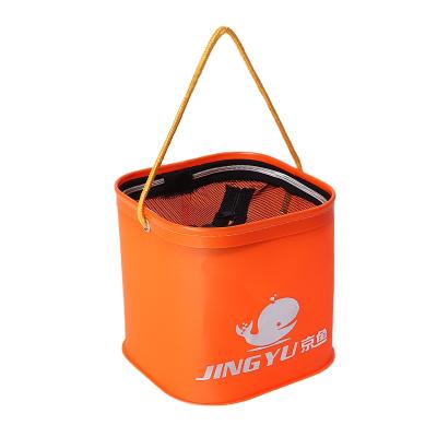 China Outdoor Activities Fishing EVA Water Bucket Live Fish Orange Thickened Bucket For Fishing Jingyu Fishing Bucket Folding Fishing Tackle for sale