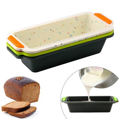 China 2021 New Sustainable Rectangular Household Toast Mold Food Grade Silica Gel Cake Tray Non Stick Heatresistant Baking Tools for sale