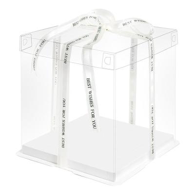 China Viable Maker Sells 4/6/8/10/12 Inch Single and Double-Layer Stepping Up Plastic Transparent Birthday Cake Box for sale