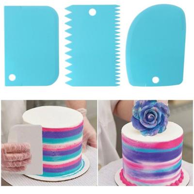 China Viable Hot Selling Cake Making Tools Color Practical High Quality Cake Dessert Spatula Scraper PP Baking Cutter Three Piece Set for sale