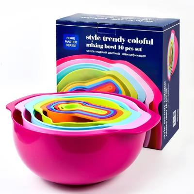 China Amazon Best Selling Viable Rainbow Measuring Bowl and Spoon Set 10 Piece Set Household Kitchen Tools Baking Measuring Tools for sale