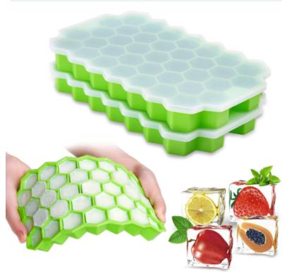 China Multi Sustainable Food Grade Silica Gel 37 Color Honeycomb Lattice Ice Lattice Reusable Ice Jelly Mold for sale