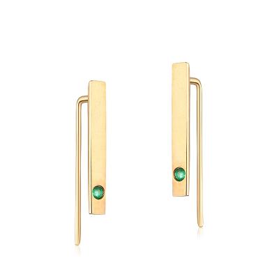 China Nickelez Emerald Earrings Women Gold Bar Natural Trendy Simple Free Hooks Earring Designs for sale