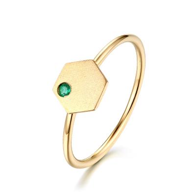 China Nickel 14K 18K Gold Free Ring Jewelry Simple Solid Gold Women Ring With Natural Emerald for sale