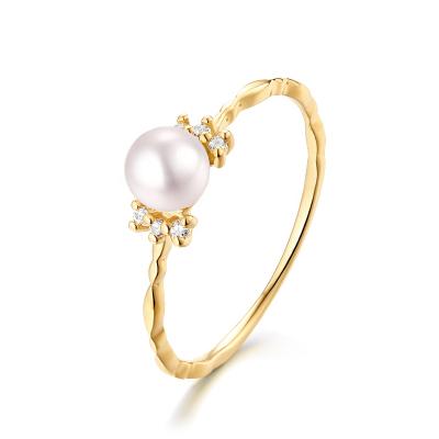 China Nickel Free Jewelry Rings Simple Design Gold Pearl Stack Fine Ring for sale