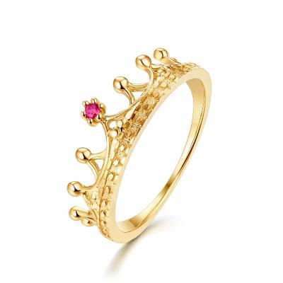 China Nickel Free Fine Solid Gold Ruby Ring For Girl Natural Crown-shape Jewelry 9K 14K 18K for sale