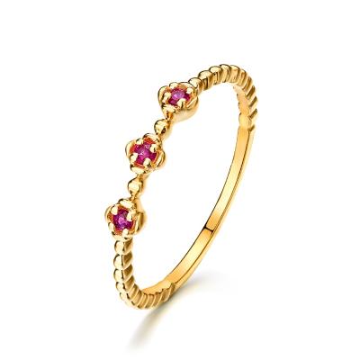 China Nickel Free Pretty 14K 18K Gold Jewelry Rings Flower Shape Ruby Gold Ring For Girl for sale