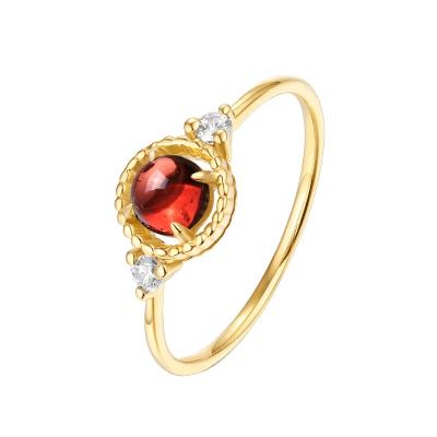 China Nickel Free 14K Gold Real Nature Gemstone Ring Luxury Solid Gold Garnet Ring For Women for sale