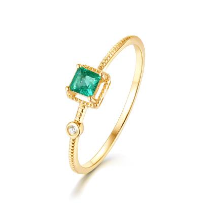 China Nickel Free Fashion Design Tasty Emerald Stackable Rings 18Kt Genuine Gold Diamond Ring Fine Jewelry for sale