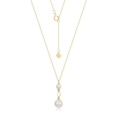 China Nickel Free New Arrival Popular Freshwater Pearl Necklace 14K Solid Gold Customized Gold Girls Chain Necklaces for sale