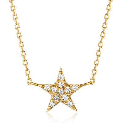 China Nickel Free Fashionable Women Star Necklace 14K 18K Gold Necklace Inset 5A Zircon for sale