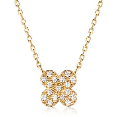 China Nickel Free 14K Gold Zirconia Necklaces Jewelry Gold Lucky Design Four Leaf Clover Necklace for sale