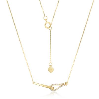 China Nickel Free Fine Jewelry Snapping Pure 14K Gold Necklaces Minimalist Jewelry Necklace for sale