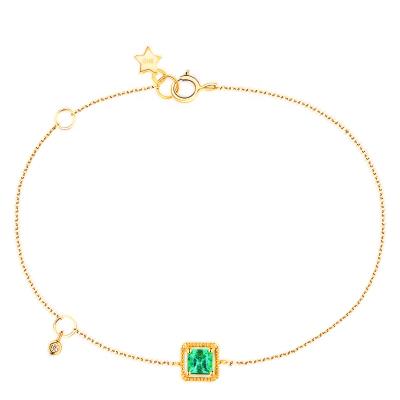 China Nickel Free Gold Emerald Adjustable Bracelet Natural Jewelry 14K 18K Solid Gold Woman Bangle for sale