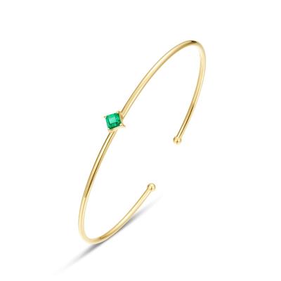 China Nickelez Free Hot Sale Women Jewelry 14K Natural Emerald Thin Gold Real Bracelets & Bangles for sale