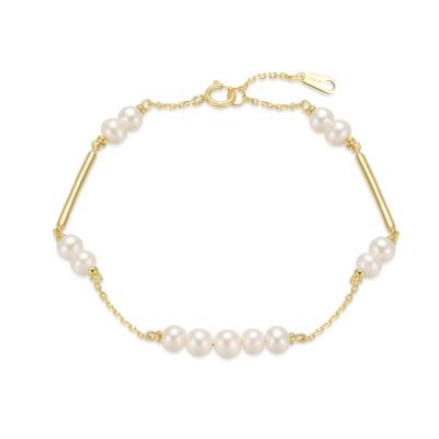 China Nickel Free Customizable Fine Freshwater Pearl Solid Gold Adjustable Jewelry 14K Bangle Women Gold Bracelets for sale