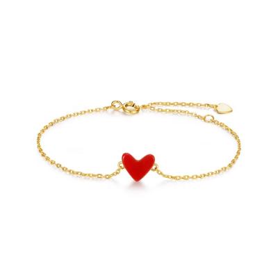 China Nickel Free 14K Gold Maids Gold Heart Charm Free Pure Bracelets Women's Synthetic Coral Bracelet For Gift for sale