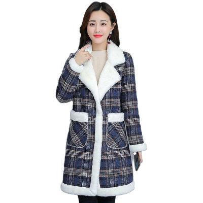 China 2022 Plus Customizable Velvet Plus Cotton Women's Mid-Length Thick Anti-Shrink Coat Korean Inner Lamb Velvet Cashmere Warm Cardigan for sale