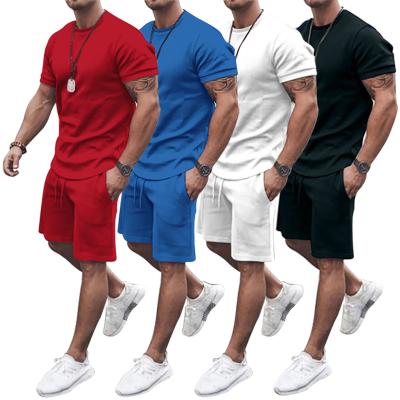 China Summer Men's Casual Summer Breathable Loose Short Top Shorts Set Pullover Two Pieces Plus Size Sweatsuit for sale