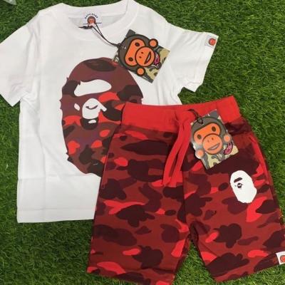 China 2021 Children's Casual Clothing Sets Summer Canvas Blank Casual Shorts Short Sleeve Elastic Children Boys Clothing Set Kids Boy for sale