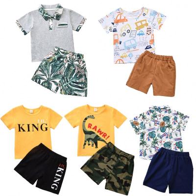 China Animal print boy clothes set T-shirt+shorts panties children's clothing kids turkey formal clothing neutral wholesale kids clothing for sale