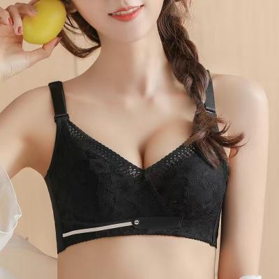 China Ultra-thin lingerie women's sexy breathable bra summer lace gathered adjustable lift up no steel ring bra for sale