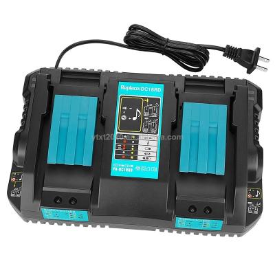 China F03 Universal Battery Charger for MAKITA DC18RD Charger for 14.4V-18V BL1850B BL1830B Li-ion Battery Dual Port Fast Charger for sale