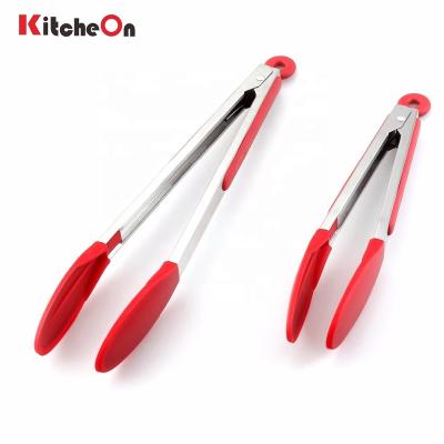 China Food Viable Locking Tongs Set Stainless Steel With Silicone Tips for sale