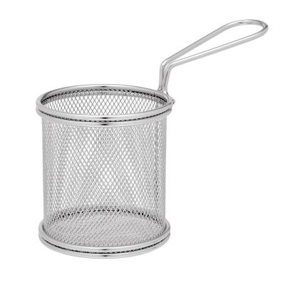 China Sustainable Round Stainless Steel Mesh Fry Basket for Table Serving for sale