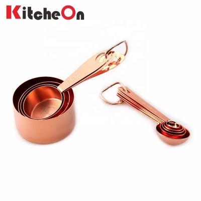 China Amazon Sustainable Hot Sale 9 Piece Stainless Steel-Copper Measuring Cups And Spoons Set for sale