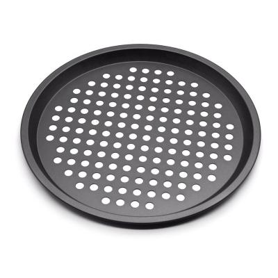 China 12 Inch Sustainable Carbon Steel Non-Stick Pizza Pan With Holes for sale