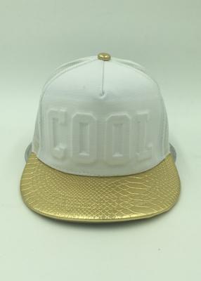 China Small Travel Ladies Mesh Snapback Caps / White And Gold Snapback Hats for sale