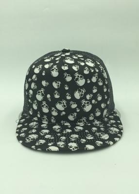 China Casual Dacron Mesh Snapback Caps , Baseball Snapback Hats Skull Pattern for sale