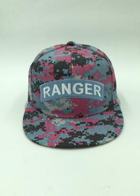 China Autumn Girls Buckle Snapback Hat Camouflage Fabric 6 Panel Customize for sale