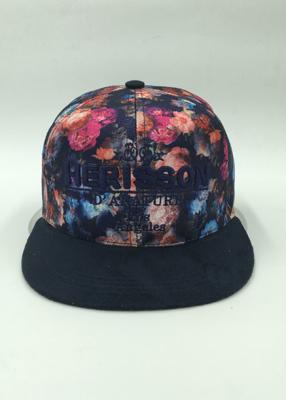 China Colored Suede Baseball Floral Snapback Hats Embroidered With Flat Brim for sale