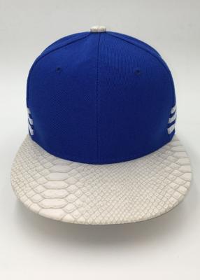 China Sports snapback Baseball hat Flat Embroidery Snakeskin Black Blue for sale