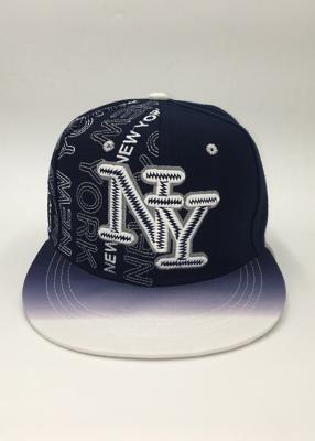 China Snapback Baseball Hat Black Dark blue Letter Embroidery Printing Gradient ramp for sale