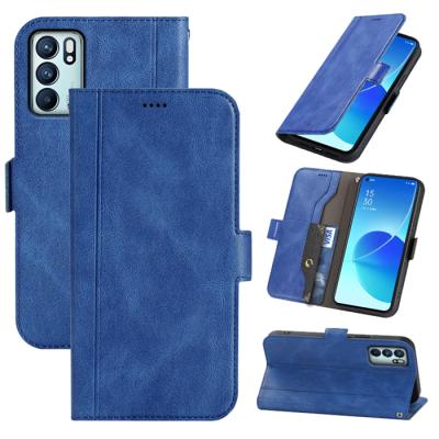 China Anti-drop Wallet Leather Case For OPPO Reno 6 Pro Reno5A 5Z Reno 4 4G A16 A16K A55 A54s A53 Flip Book Phone Cover With Magnetic Buckle for sale