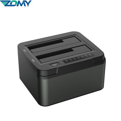 China ZOMY Plastic USB 3.0 Docking Station To SATA 2-Bay USB 3.0 HDD Adapter For SSD Support 2 x 2.5 & 3.5 Inch SATA Cloner SSD Duplicato from TB 8 for sale