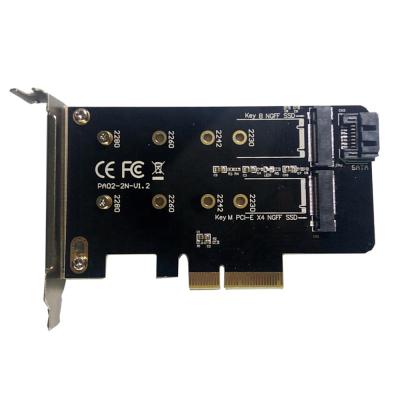 China Aluminum M.2 NGFF to PCIe SSD Adapter m.2 B-key M.2 NGFF NVME Dual Interface PCIE Riser Card for sale