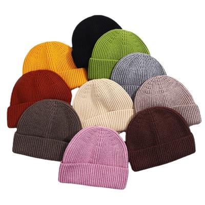 China JOINT Adult Waffle Labels Custom Acrylic Knit Beanie Hats for sale