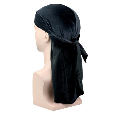 China Hot Selling Friendly Logo Designer Solid Color Velvet Custom Made Skin Channel Du Rags for sale