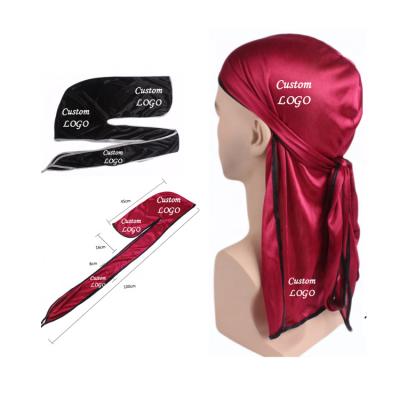 China Luxury Designers Durags Logo Custom Designs Silk Velvet Men Women African Skin Friendly Wholesale Private Label for sale