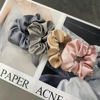 China 2021 Fashion Cute Girl Hot Sale Hair Scrunchies Accessories Soft Silk Satin Hair Scrunchies Elastic Band Solid Color For Women for sale