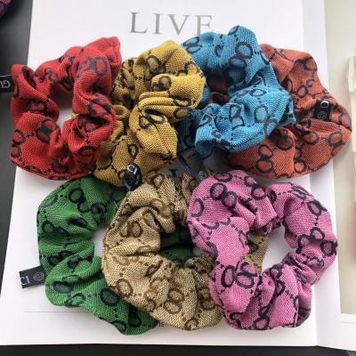 China 2021 Scrunchies Famous Brands Fashionable Custom Hair Scrunchies Designer New Style Letters Cotton Scrunchies For Women for sale