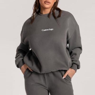 China 2021 Wholesale high quality casual custom made sweatsuit women two piece set soft polyester and cotton breathable for sale