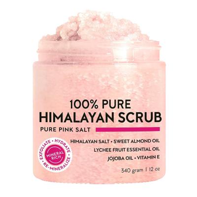 China Exfoliator Private Label Lychee Fruit Oil Himalayan Salt Body Scrub for sale